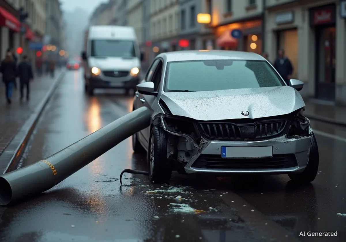 Rohr trifft Auto auf Zürcherstrasse in Winterthur