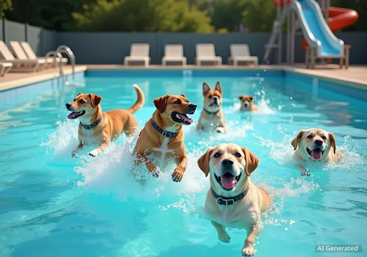 Hunde übernehmen Freibad Opfikon am Saisonende