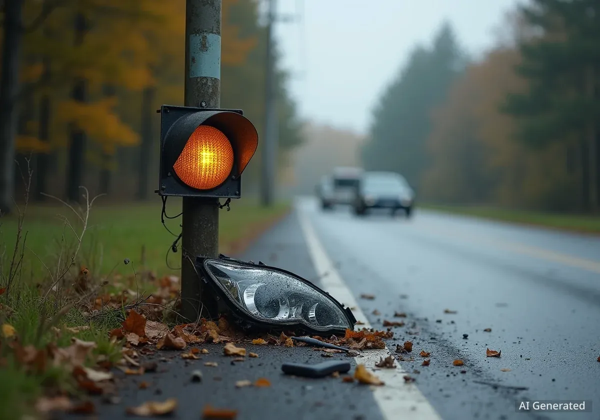 Alkoholisierter Autofahrer kollidiert mit Signalpfosten