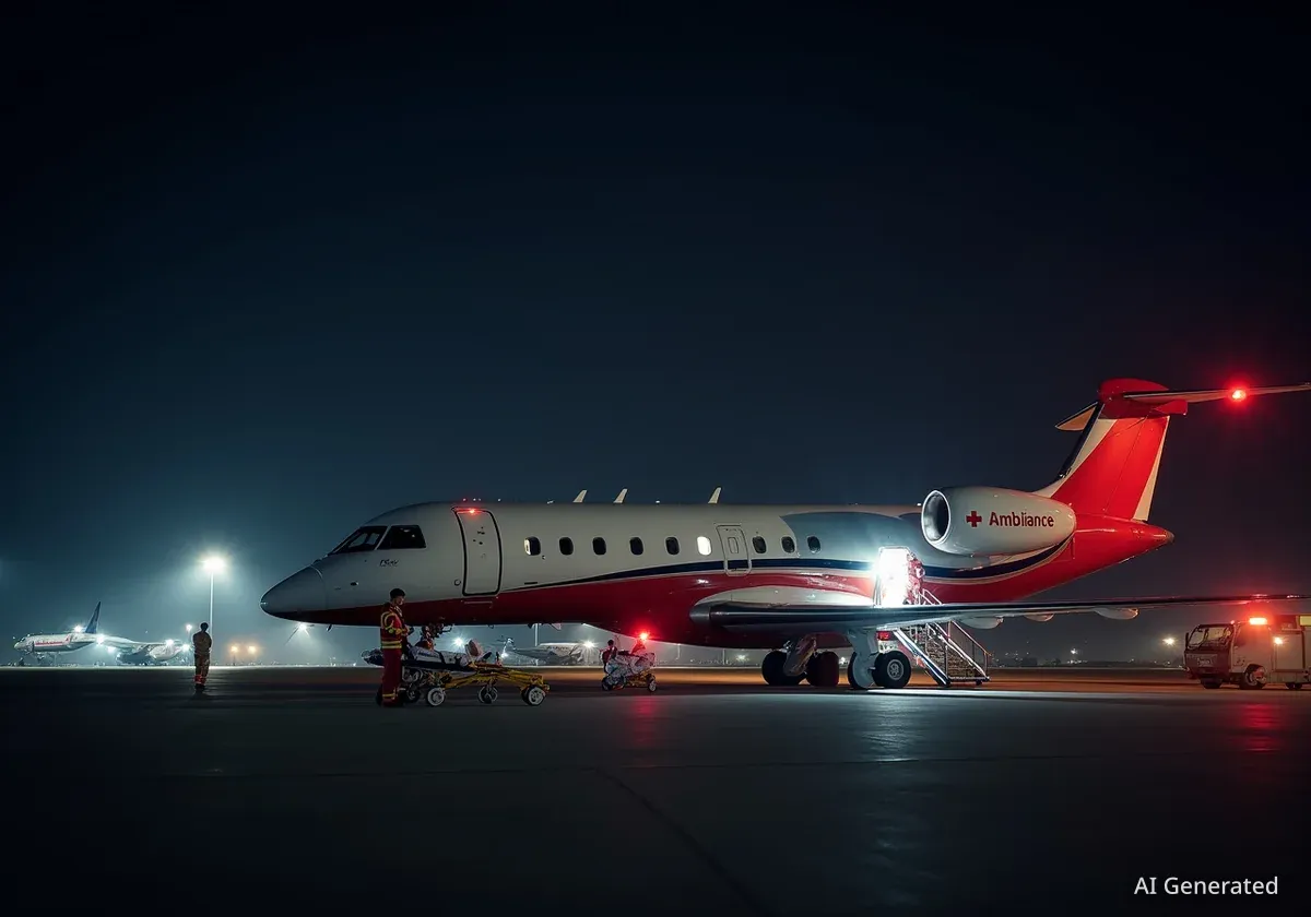 Rega-Ambulanzjet landet nachts in Zürich mit zwei Patienten