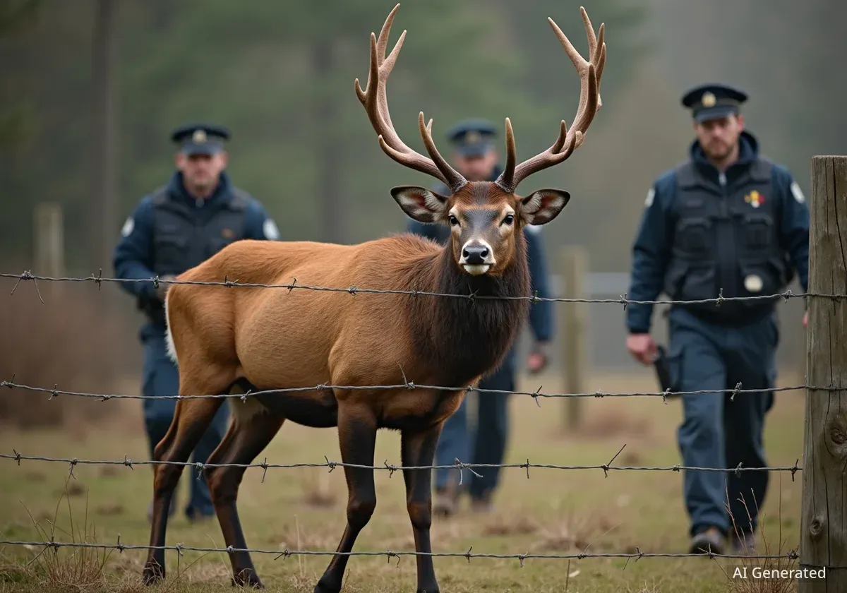 Rothirsch bricht in Wildpark Bruderhaus ein