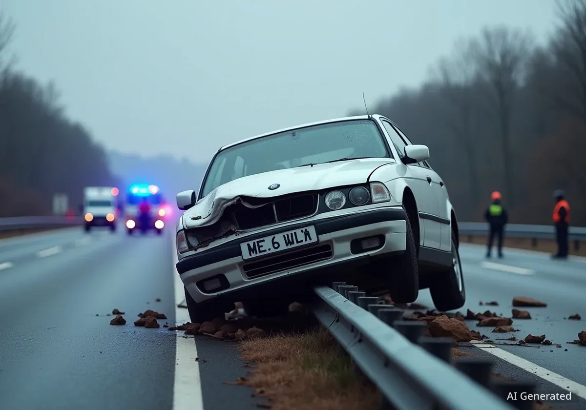 Unfall auf A51: Deutscher kollidiert mit Leitplanke