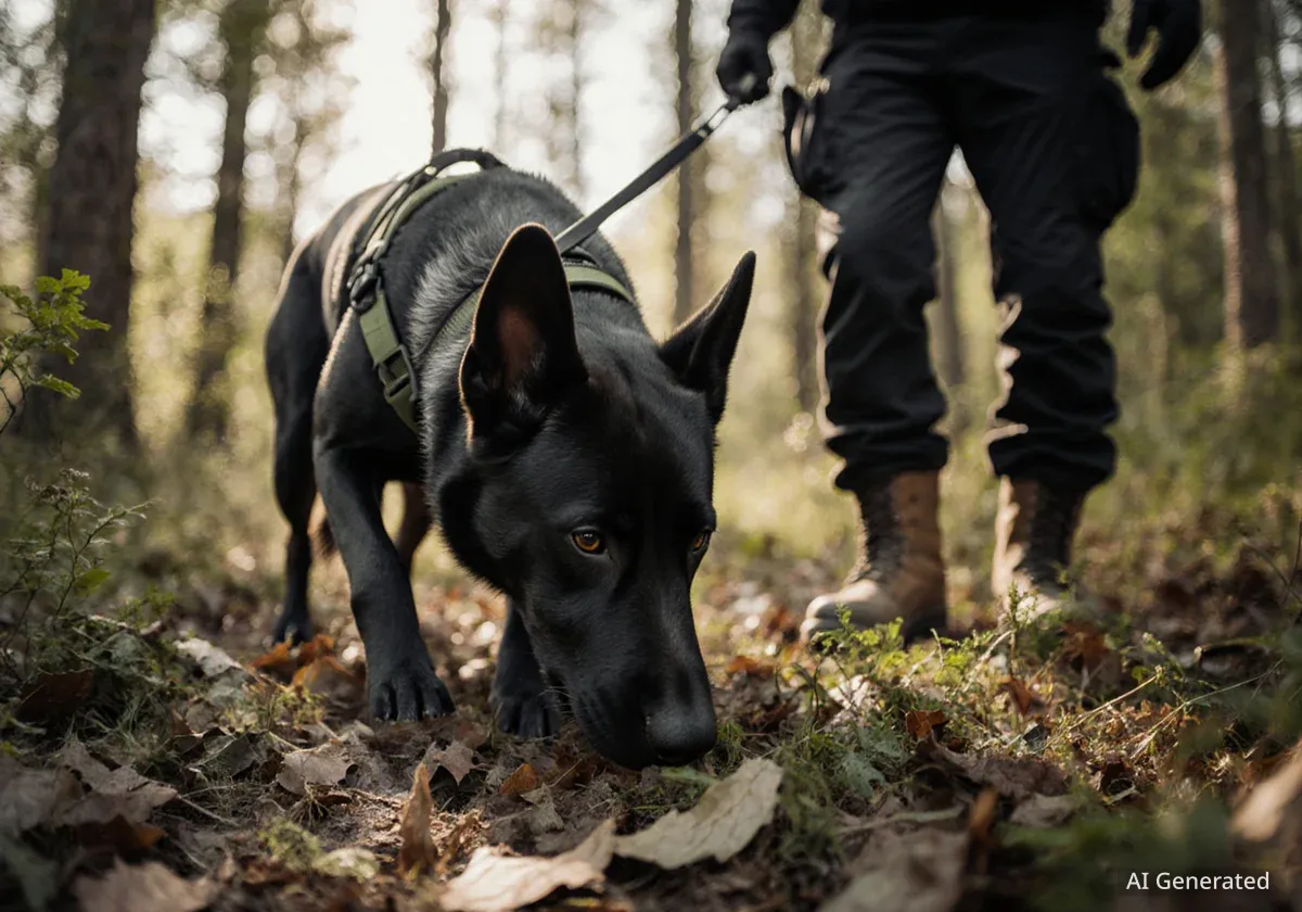 Rettungshunde bestehen Eignungstest im Wald bei Uster
